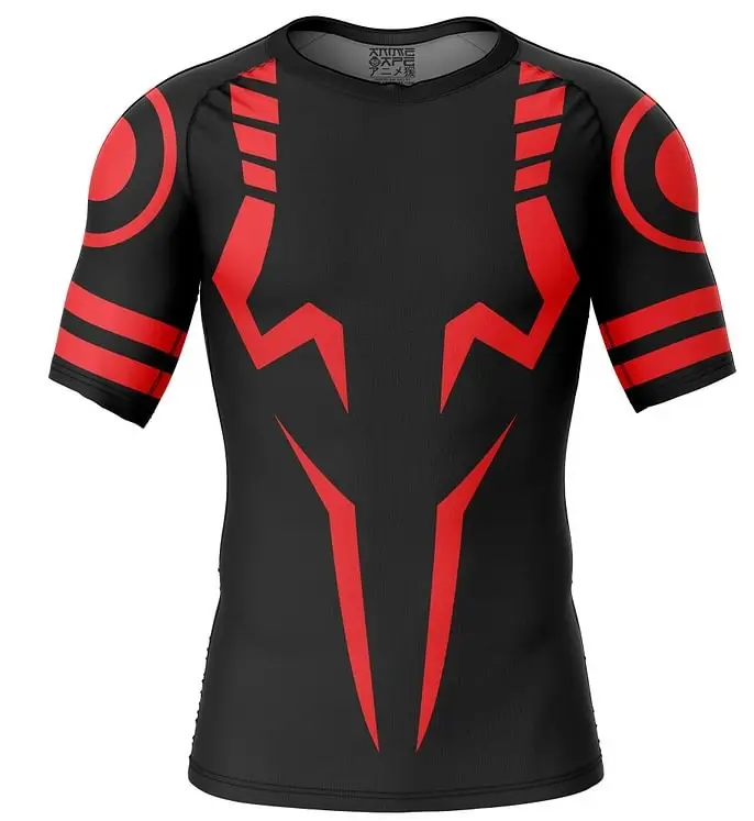Men Black Red Geometric T-Shirt 2024