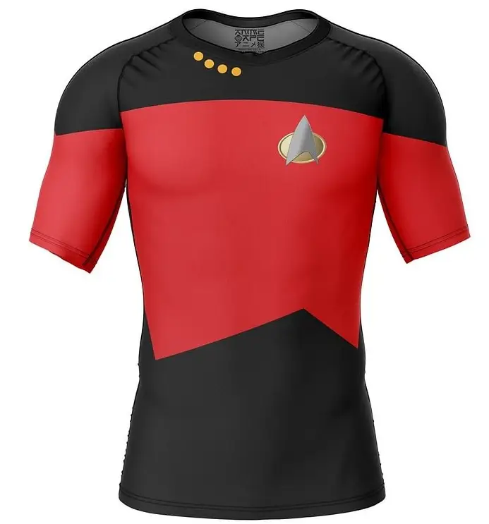 Men Black Red Geometric T-Shirt 2024