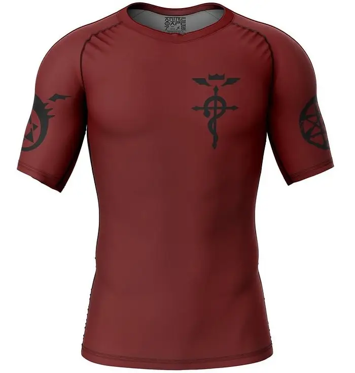 Men Black Red Geometric T-Shirt 2024