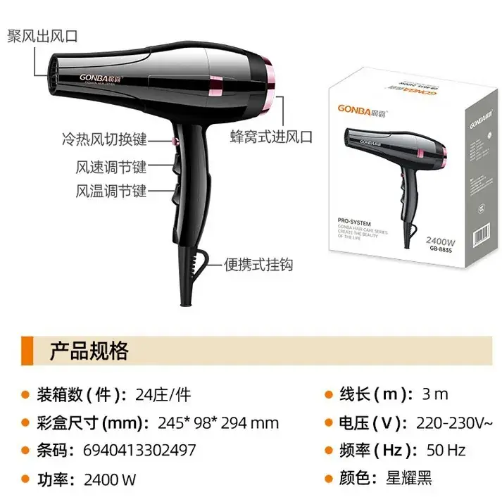 Negative Ion Hair Dryer for Frizz Control High Power