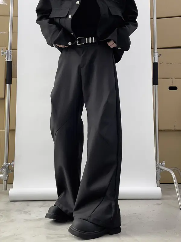 Japanese-style Black Loose Straight Pants for Men Wide-leg Trousers - Image 3