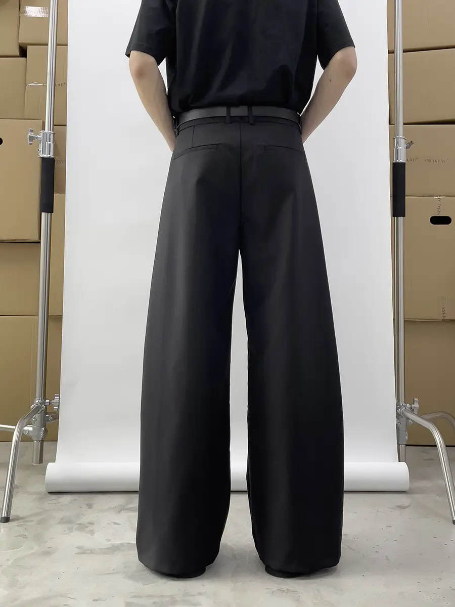 Japanese-style Black Loose Straight Pants for Men Wide-leg Trousers - Image 6
