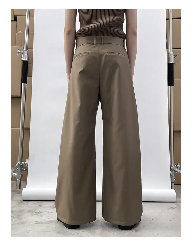 Japanese-style Black Loose Straight Pants for Men Wide-leg Trousers — feature 12