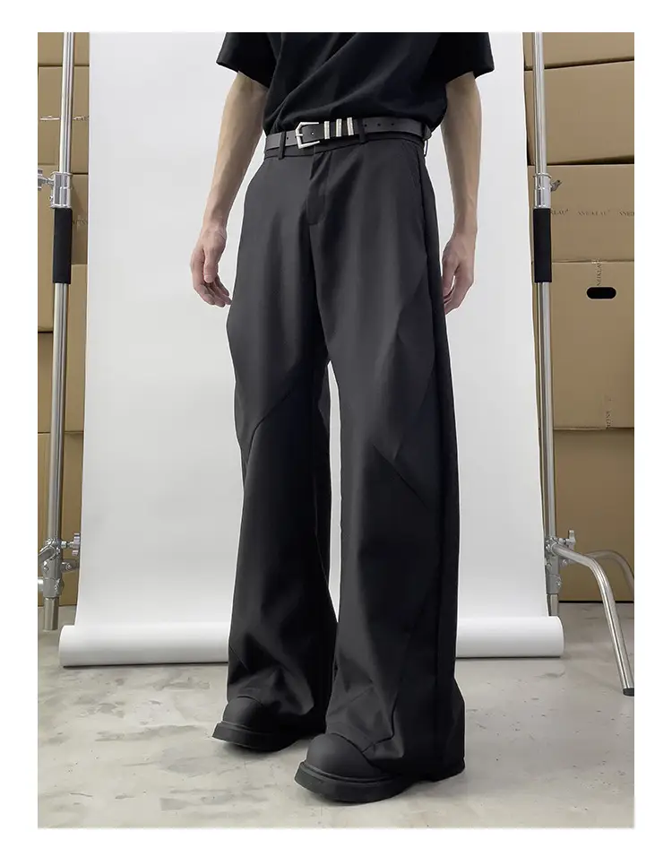 Japanese-style Black Loose Straight Pants for Men Wide-leg Trousers — feature 7