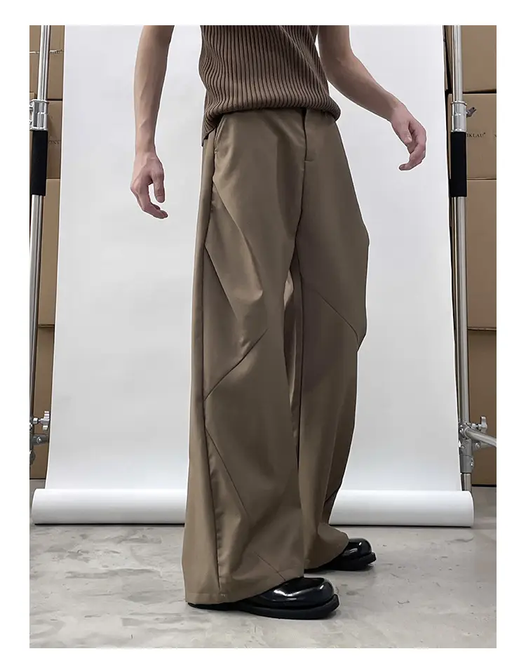 Japanese-style Black Loose Straight Pants for Men Wide-leg Trousers — feature 8