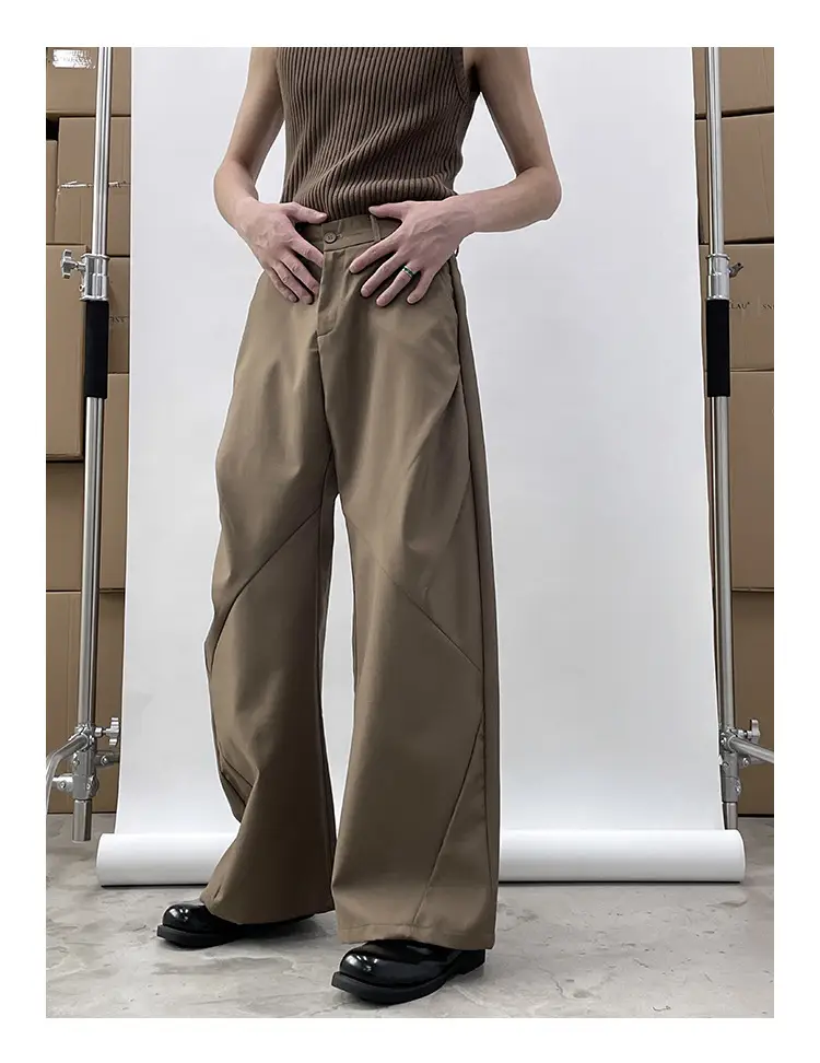 Japanese-style Black Loose Straight Pants for Men Wide-leg Trousers — feature 9