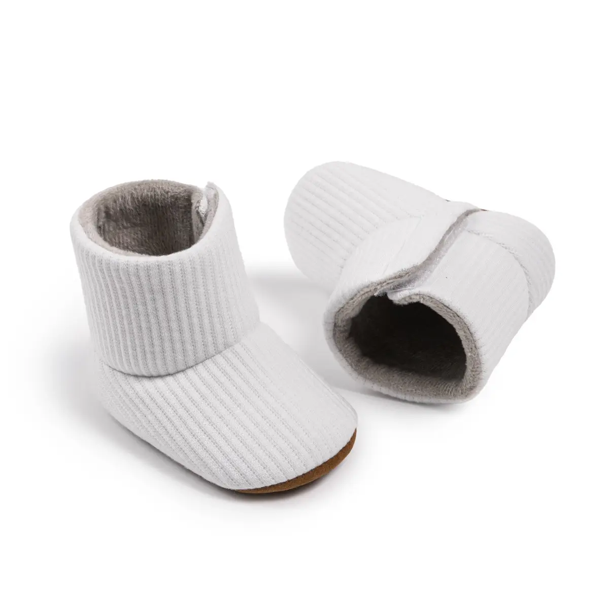 Pink Knitted Fleece Baby Boots for Winter Toddler