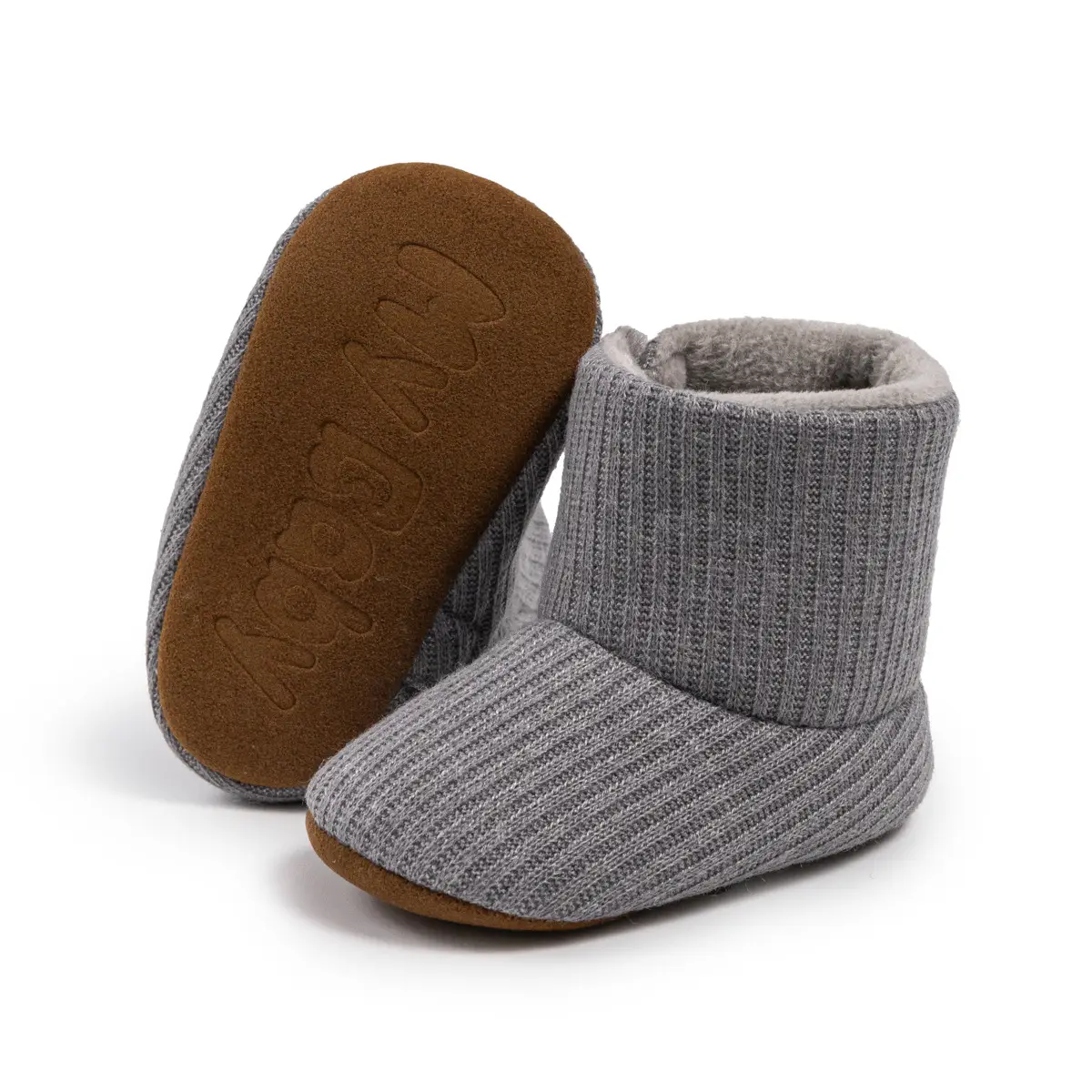 Pink Knitted Fleece Baby Boots for Winter Toddler