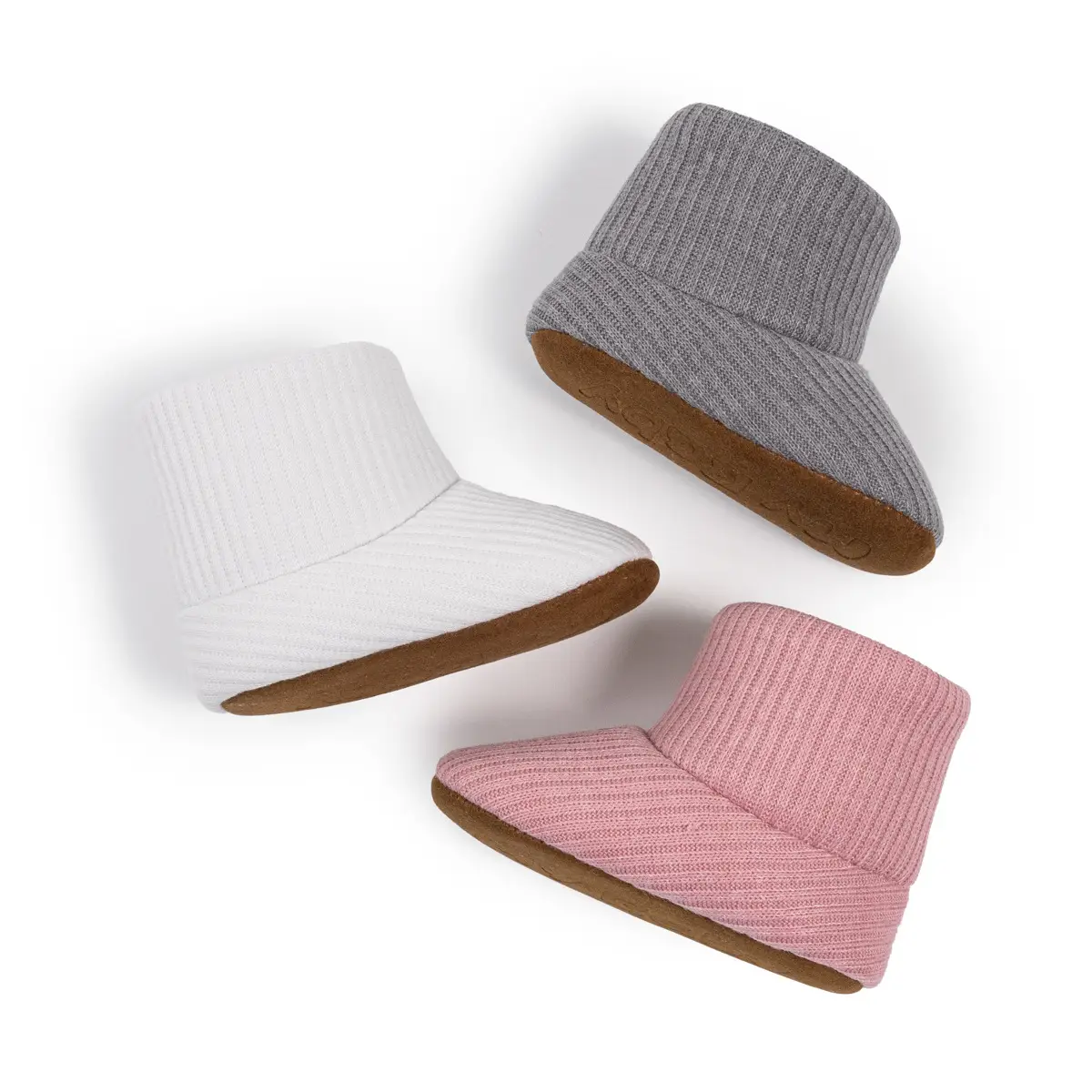 Pink Knitted Fleece Baby Boots for Winter Toddler