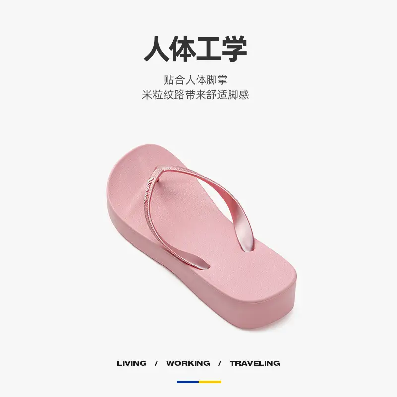 Women's Pink Anti-Slip Flip Flops for Living Working Traveling