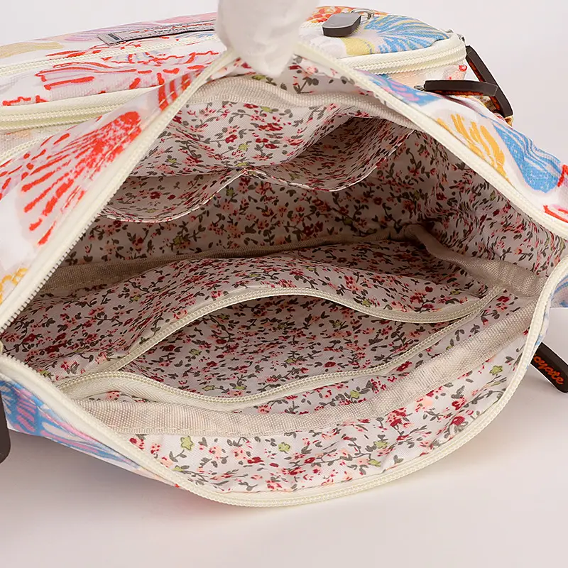 Women Floral Shoulder Bag Large Capacity Blue - Image 11