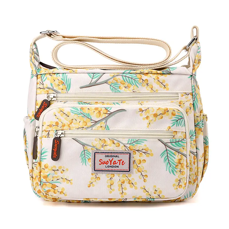 Women Floral Shoulder Bag Large Capacity Blue - Image 8