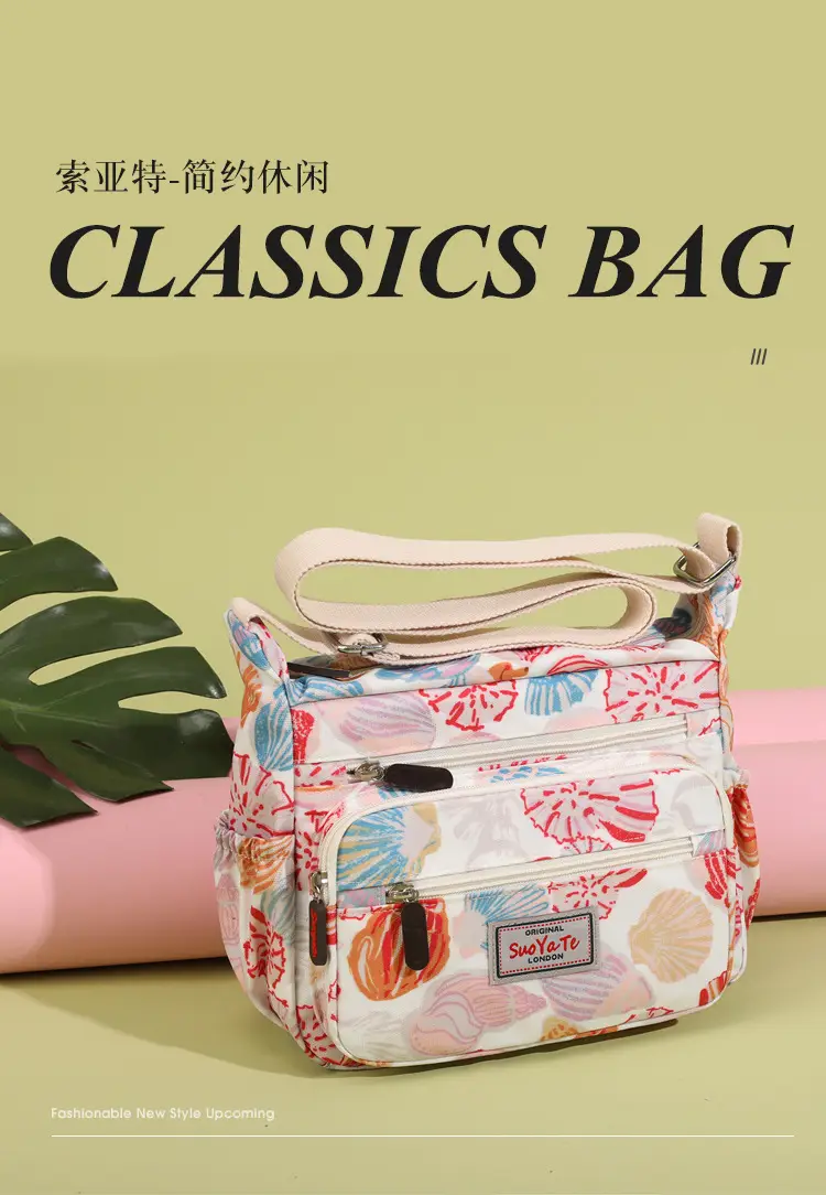 Women Floral Shoulder Bag Large Capacity Blue — feature 1