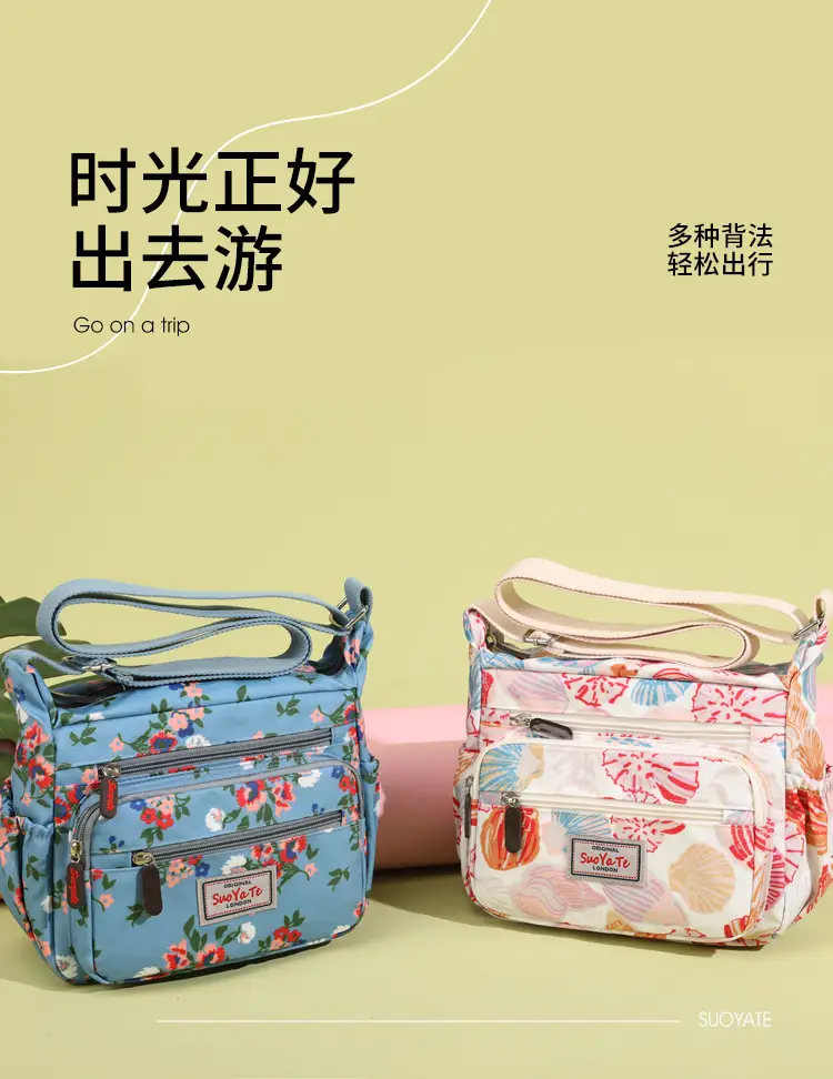 Women Floral Shoulder Bag Large Capacity Blue — feature 2