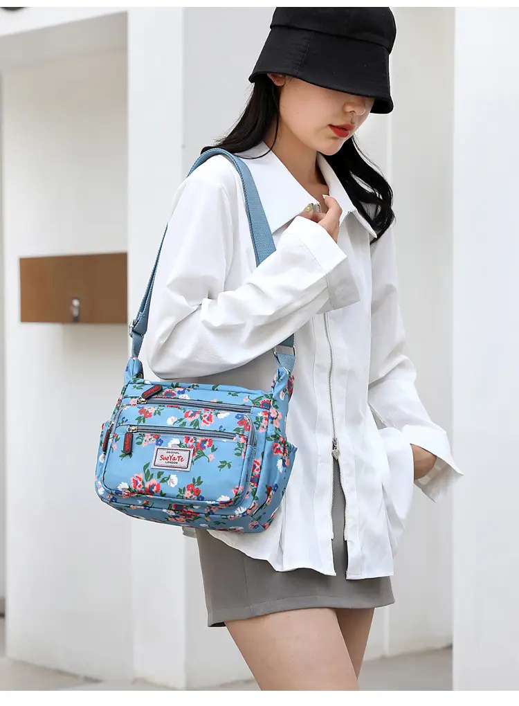 Women Floral Shoulder Bag Large Capacity Blue — feature 27