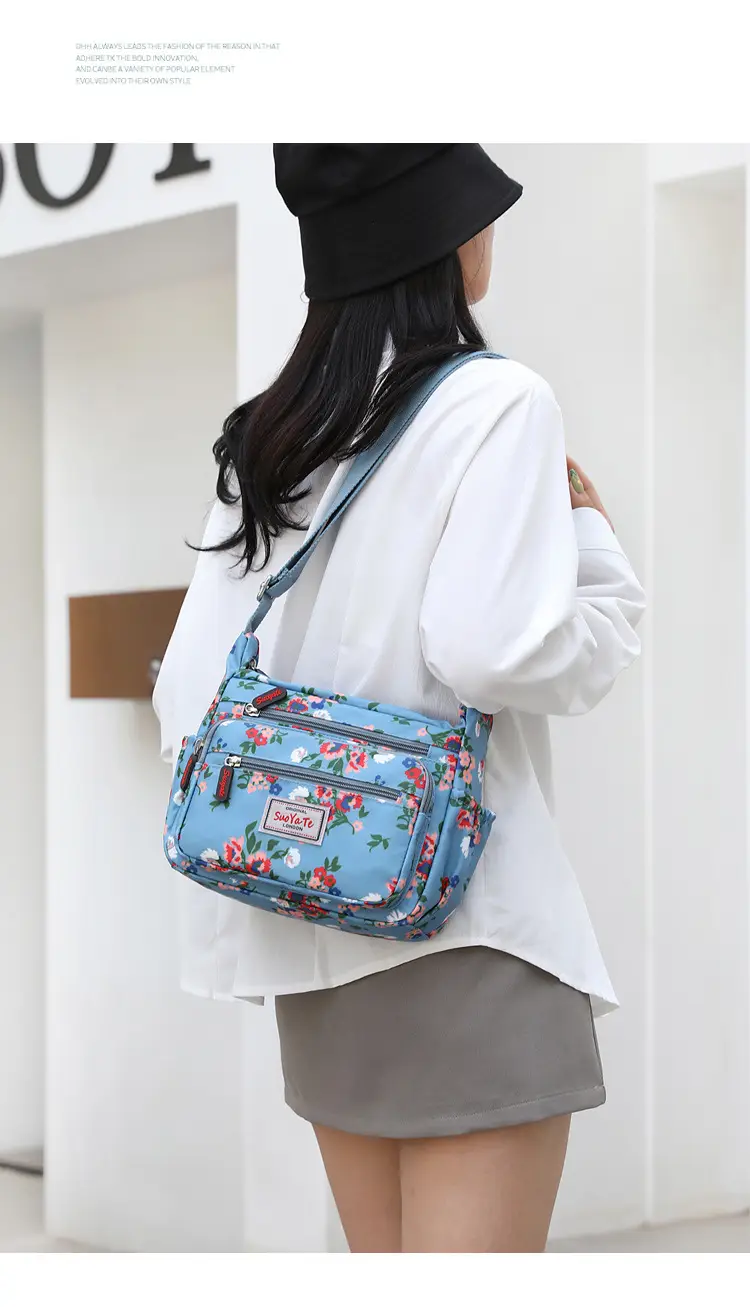 Women Floral Shoulder Bag Large Capacity Blue — feature 28