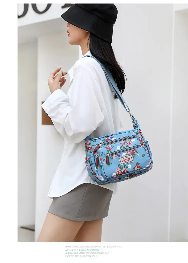 Women Floral Shoulder Bag Large Capacity Blue — feature 29