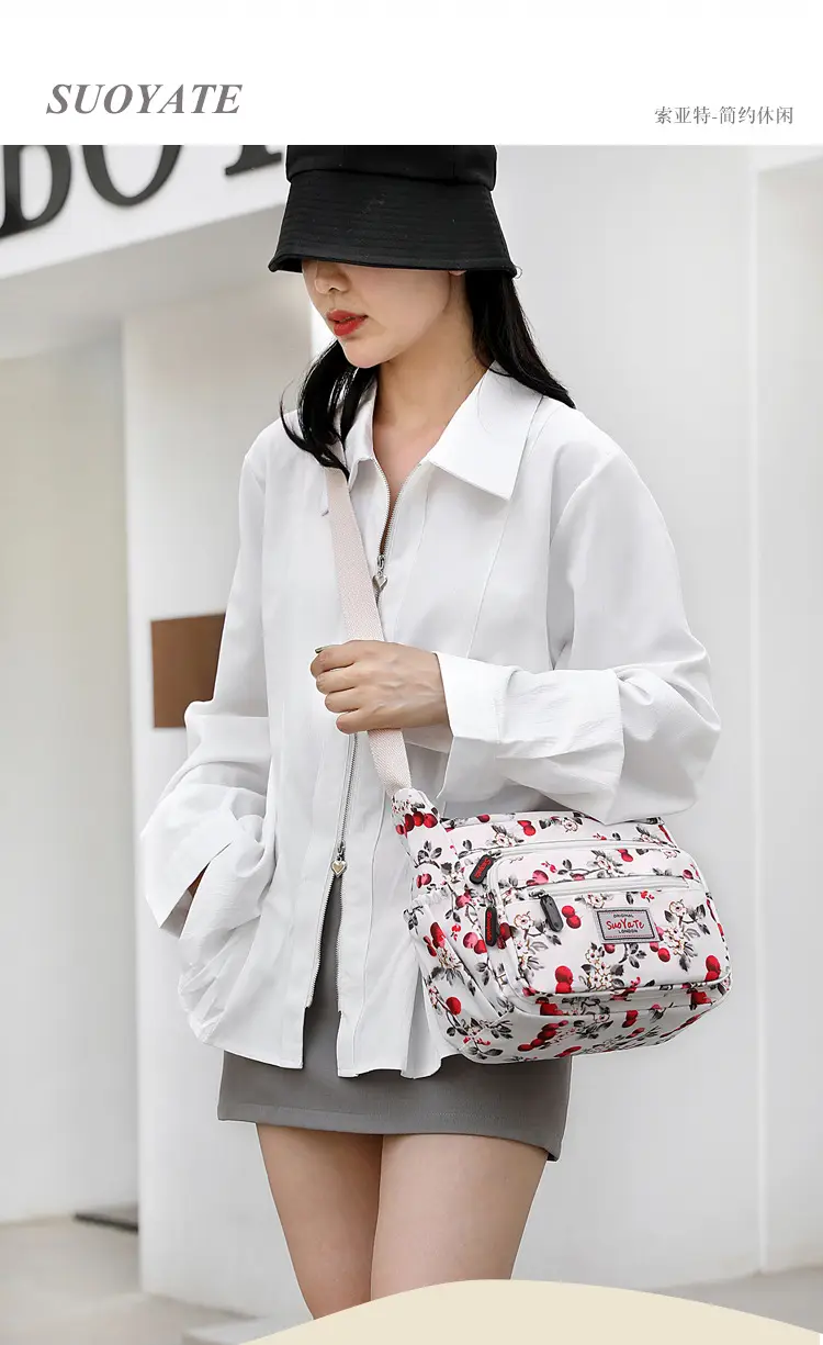 Women Floral Shoulder Bag Large Capacity Blue — feature 4