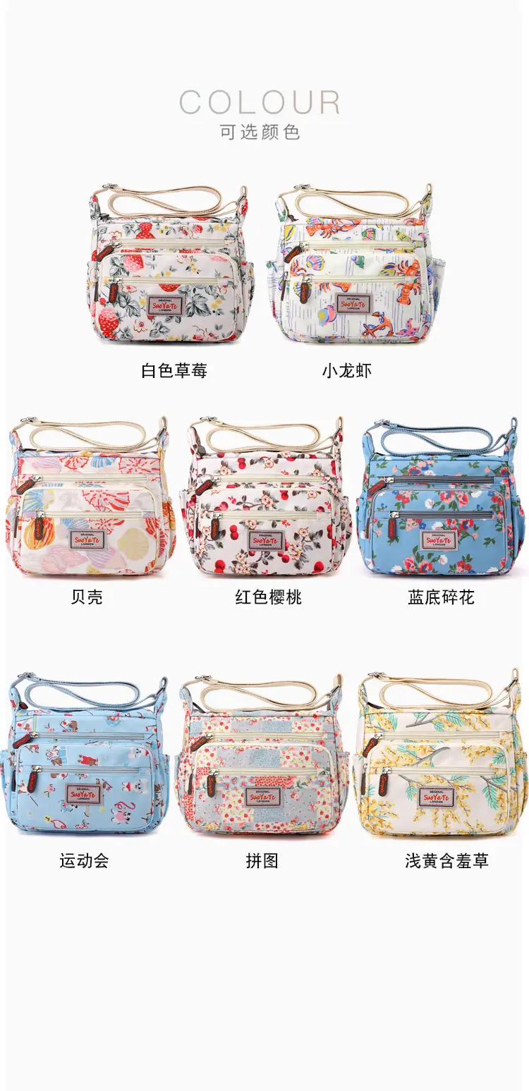 Women Floral Shoulder Bag Large Capacity Blue — feature 7
