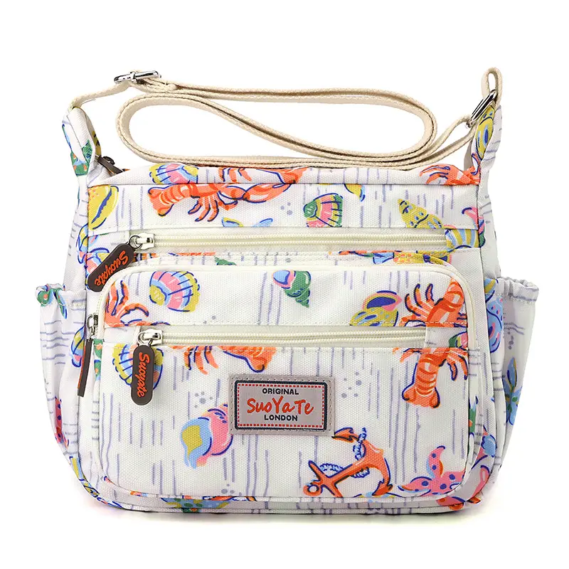 Women Floral Shoulder Bag Large Capacity Blue - Image 2