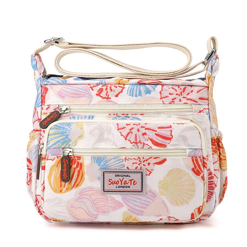 Women Floral Shoulder Bag Large Capacity Blue - Image 3