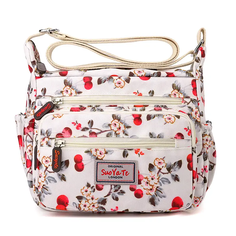 Women Floral Shoulder Bag Large Capacity Blue - Image 4