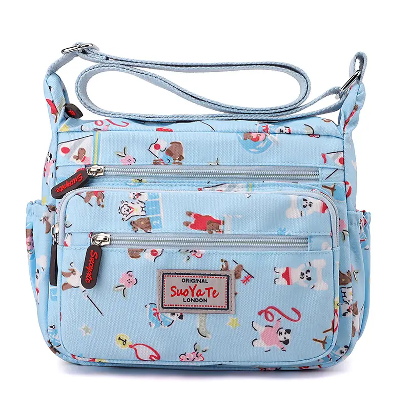 Women Floral Shoulder Bag Large Capacity Blue - Image 6