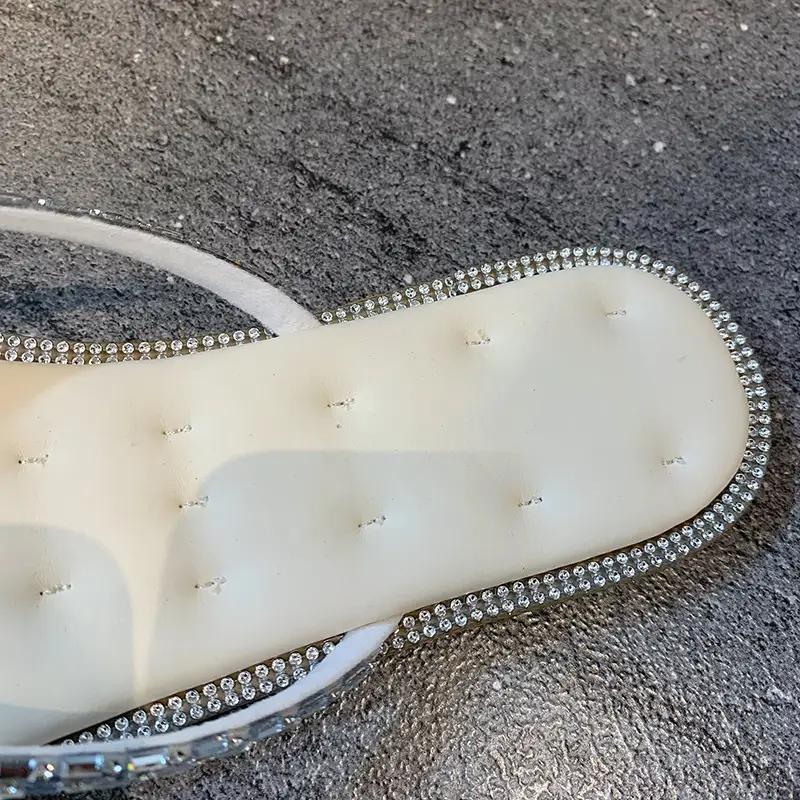 K-style Fashionable Flats-soled Flip-flops for Women's Outer Wear 2023 Summer Fairy Style Rhinestone Large Size Beach Flip-flops — feature 6