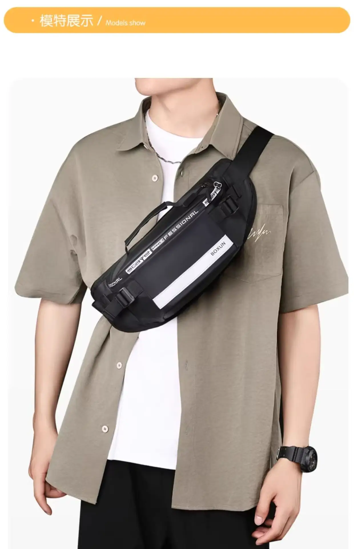 Men's Waterproof Crossbody Bag Summer Travel Sports Cycling Lightweight — feature 6