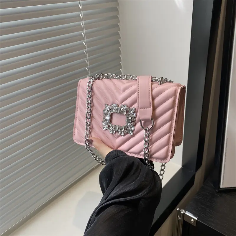 Pink Diamond Crossbody Bag for Women - Image 6