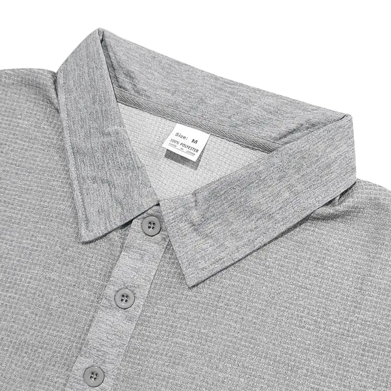 Men White Waffle Polo Shirt Slim Fit Long Sleeve — feature 42