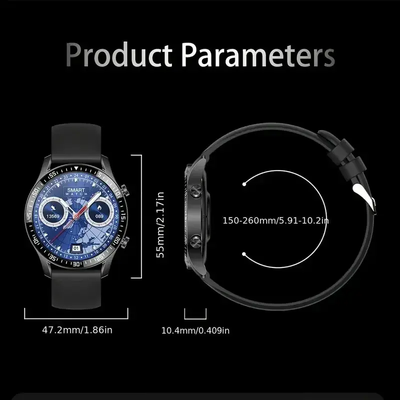 Smart Watch with Large Screen & Step Counter for Men