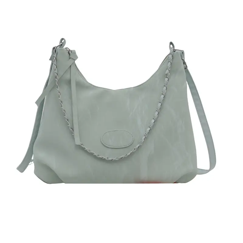 Women's Light Green Pleated Shoulder Bag with Cute Charm - Image 17