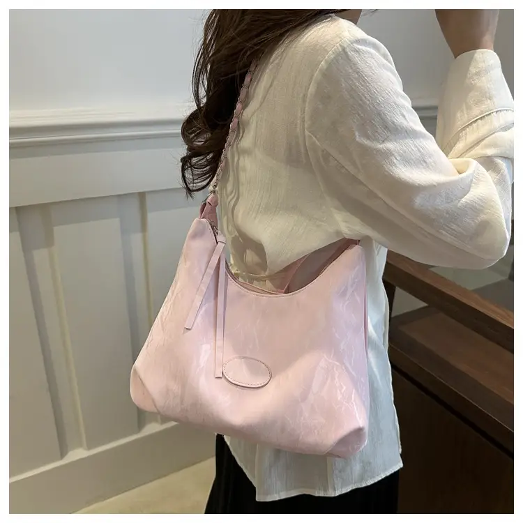 Women's Light Green Pleated Shoulder Bag with Cute Charm — feature 14