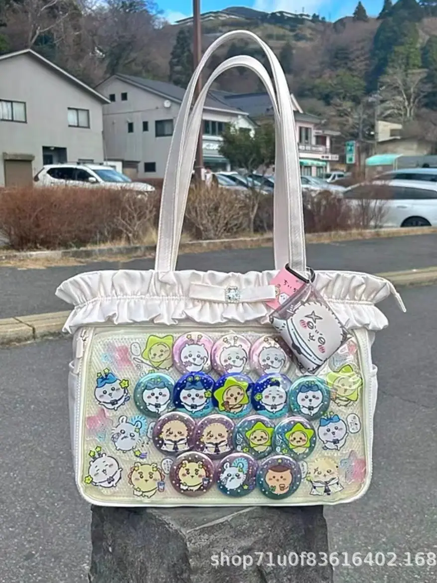 2024 New Japanese Original Large Capacity Transparent Badge Millet Pain Bag Shoulder Bag Tote Big Bag for Going Out
