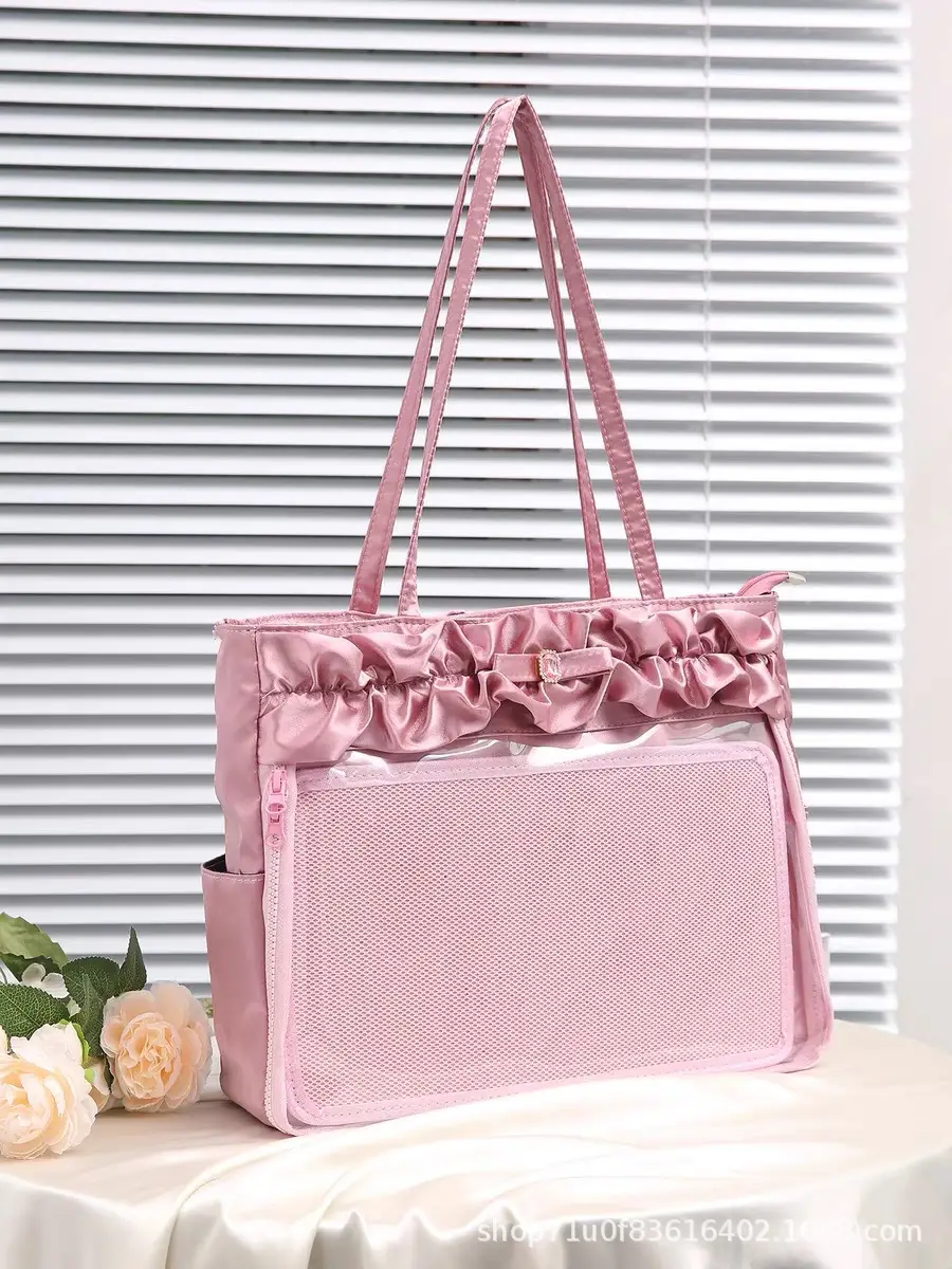 2024 New Japanese Original Large Capacity Transparent Badge Millet Pain Bag Shoulder Bag Tote Big Bag for Going Out