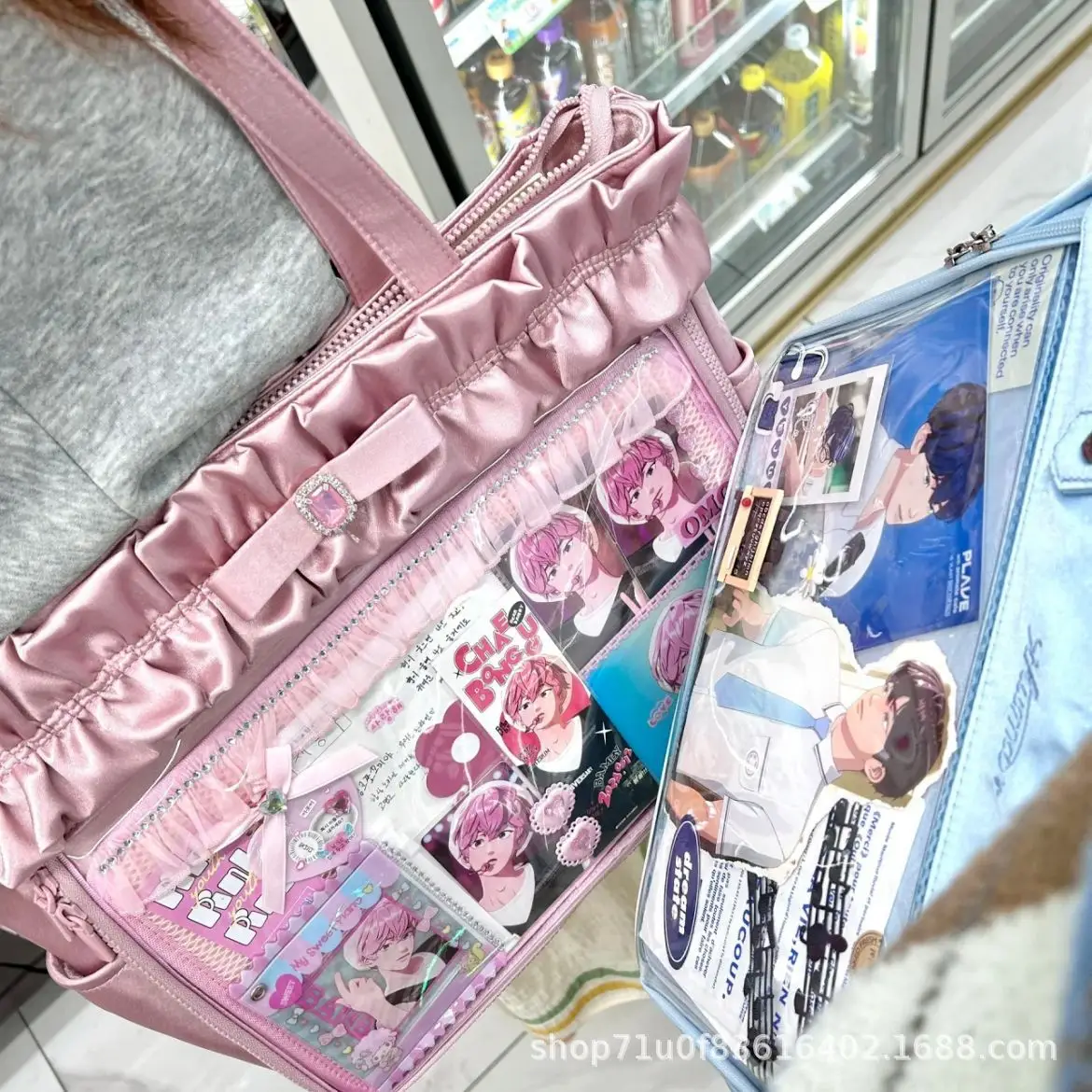 2024 New Japanese Original Large Capacity Transparent Badge Millet Pain Bag Shoulder Bag Tote Big Bag for Going Out — feature 15