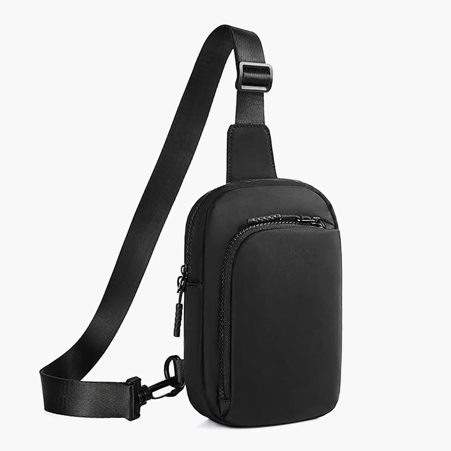 Black Polyester Crossbody Bag for Men Women Waterproof Sports