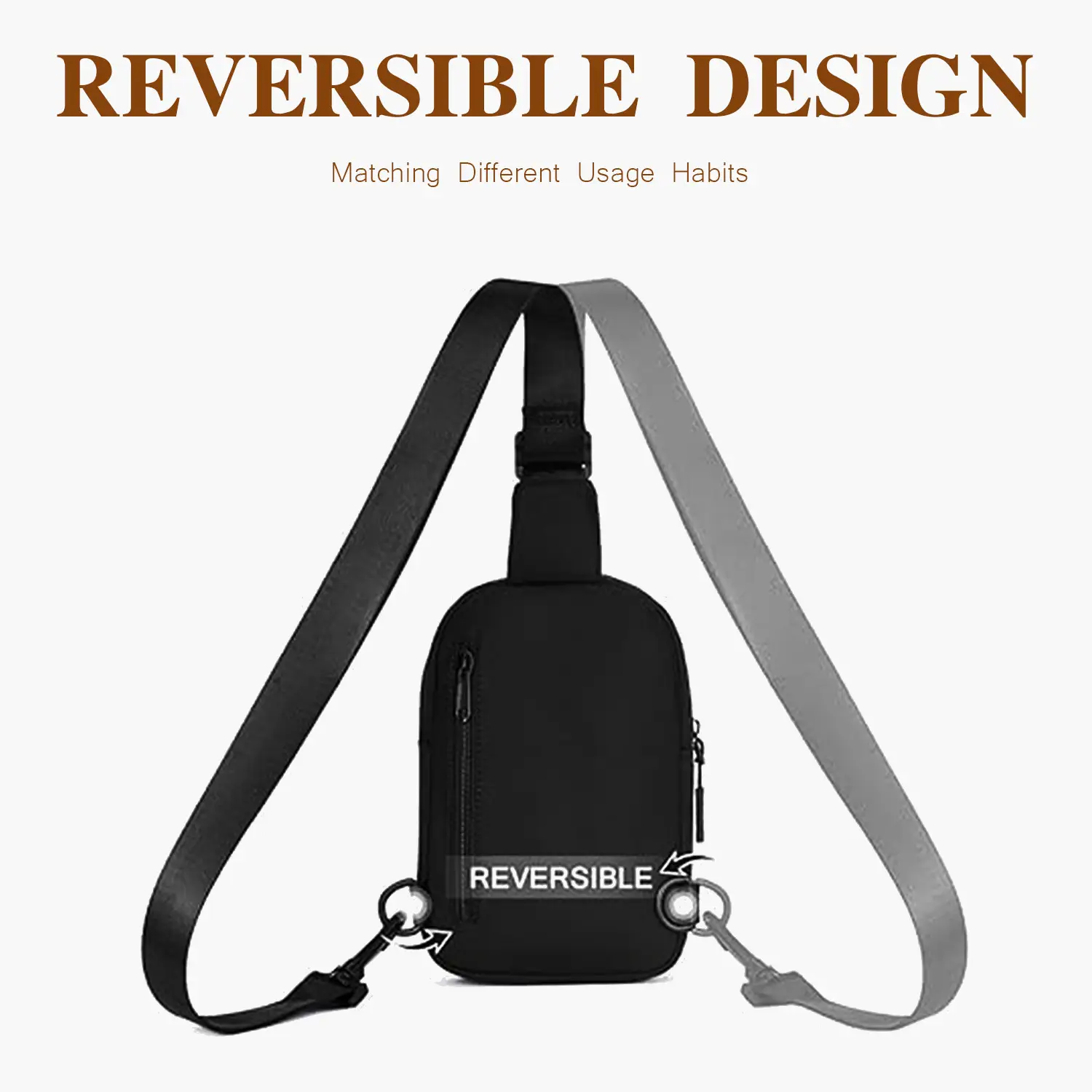 Black Polyester Crossbody Bag for Men Women Waterproof Sports — feature 5