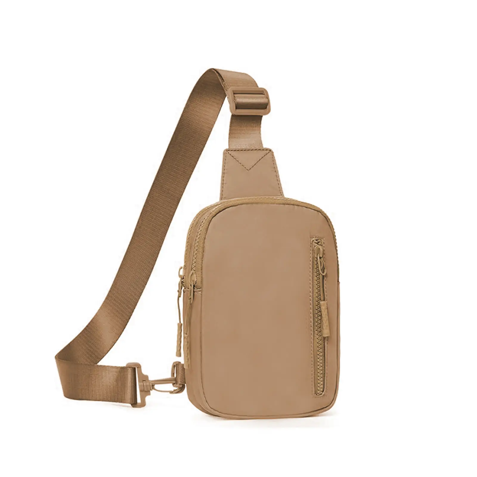 Beige Polyester Crossbody Bag with Adjustable Strap