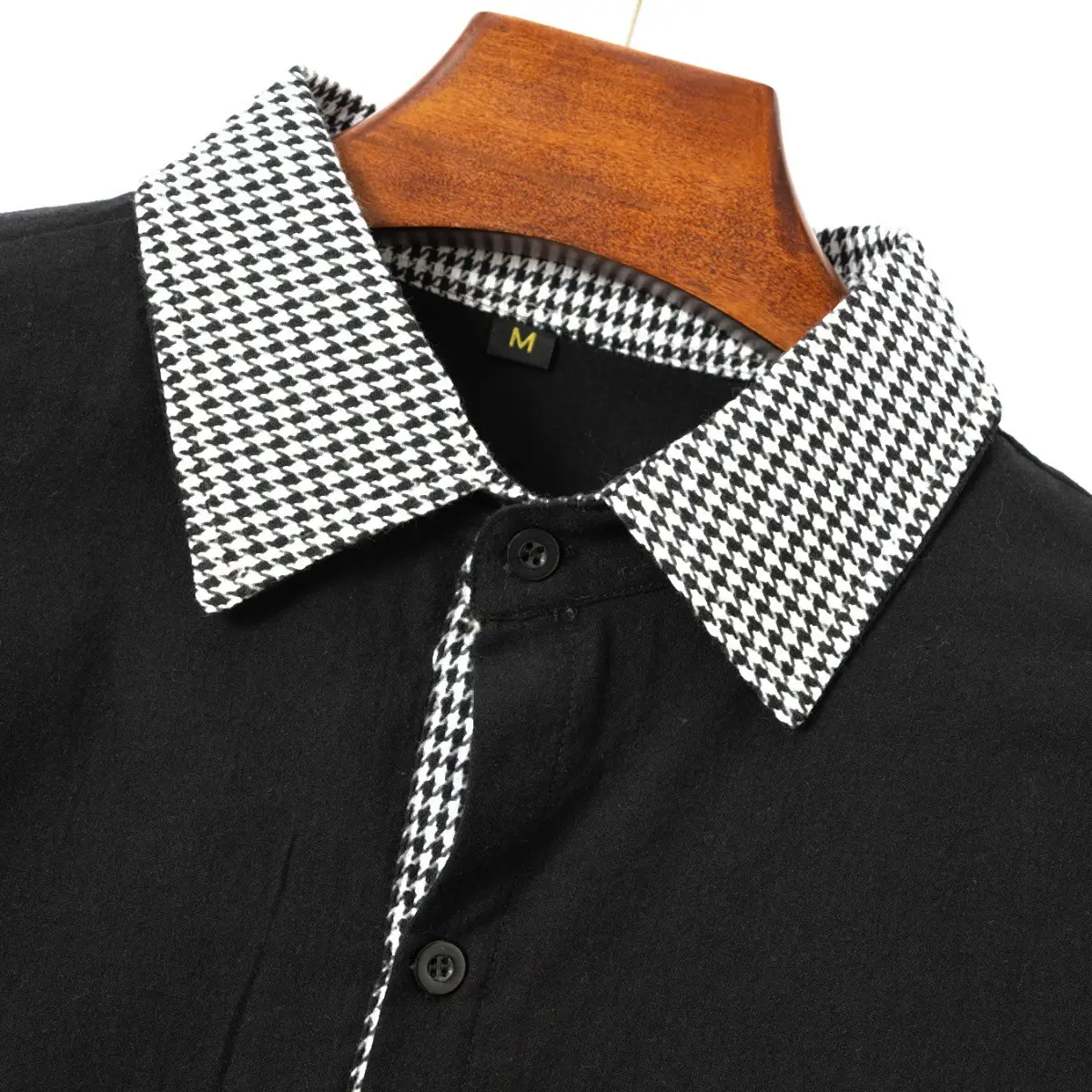 Men's Houndstooth Short Sleeve Shirt Cream — feature 12