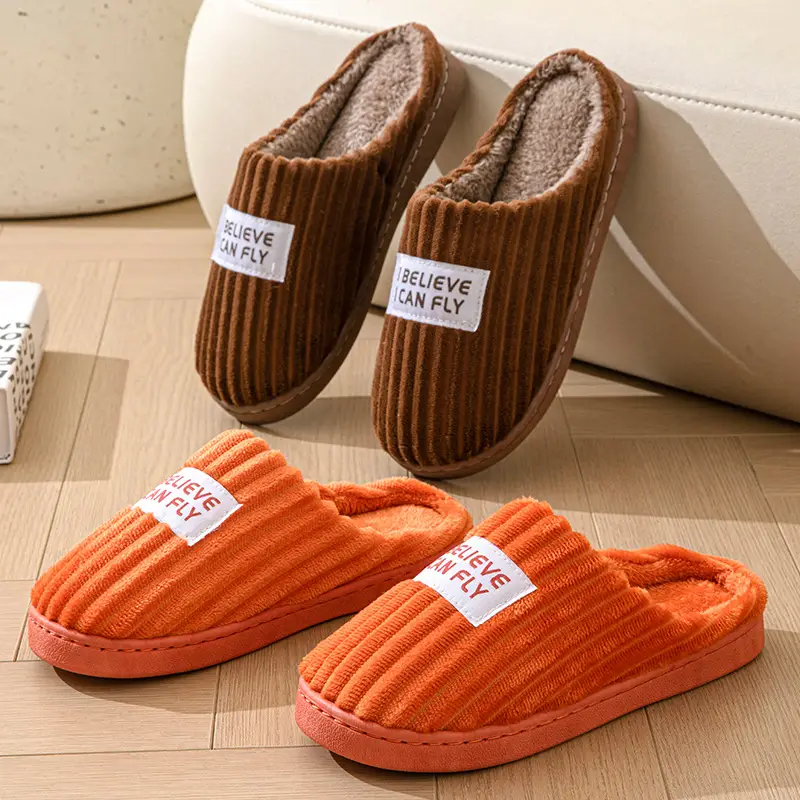 Men Cotton Slippers Autumn Winter 2024 Non-Slip Thick - Image 4