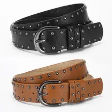 Women's Tan Leather Belt with Gold Buckle — feature 14
