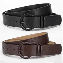 Women's Tan Leather Belt with Gold Buckle — feature 15