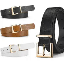 Women's Tan Leather Belt with Gold Buckle — feature 16