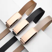 Women's Tan Leather Belt with Gold Buckle — feature 5
