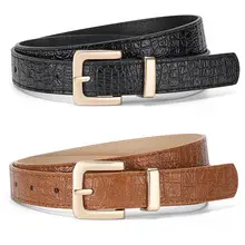 Women's Tan Leather Belt with Gold Buckle — feature 9