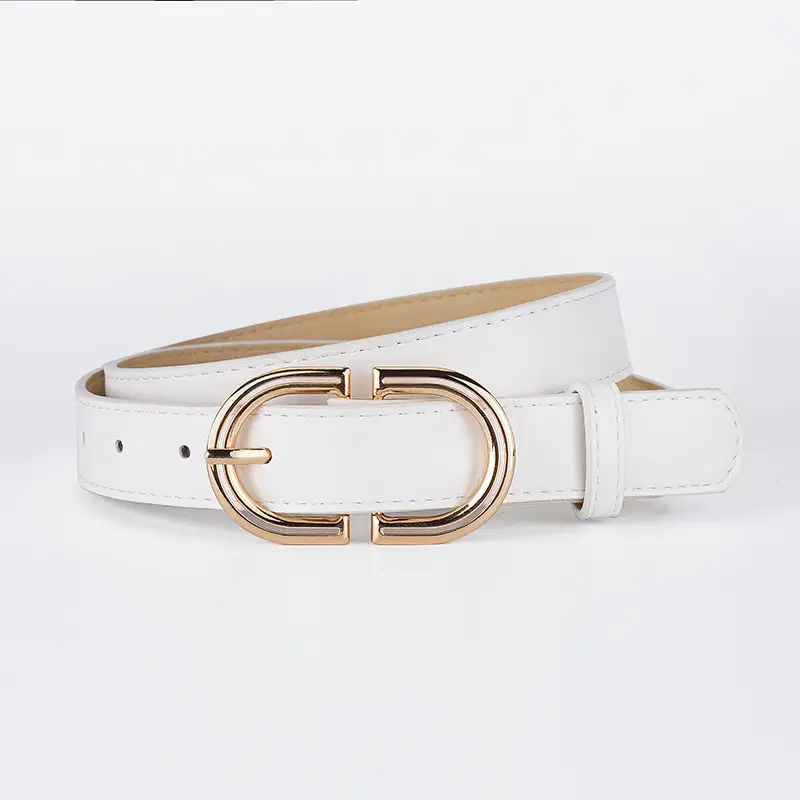 Women's Tan Leather Belt with Gold Buckle - Image 2