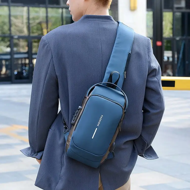 Men's Black USB Charging Crossbody Bag Waterproof Anti-Theft - Image 12