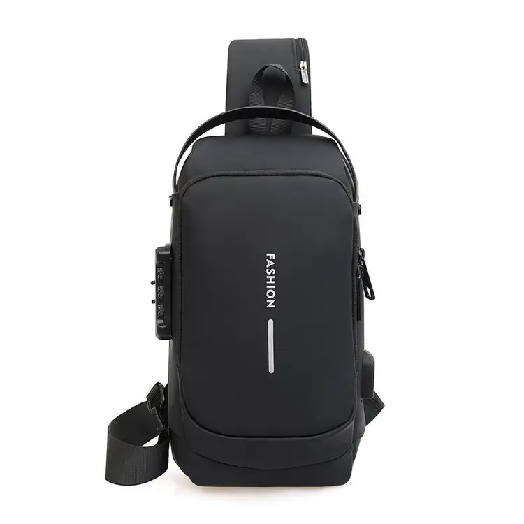 Men's Black USB Charging Crossbody Bag Waterproof Anti-Theft - Image 13